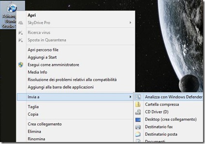 Scansione singoli file e cartelle con Windows Defender aggiunta al menu del tasto destro del mouse
