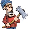Cartoon lumberjack holding an axe