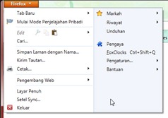 Tampilan Mozilla Firefox menggunakan Bahasa Indonesia