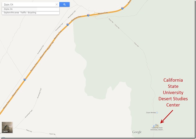 Googlemap for Zzyzx Road