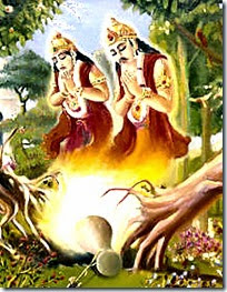 [Trees praying to Krishna]