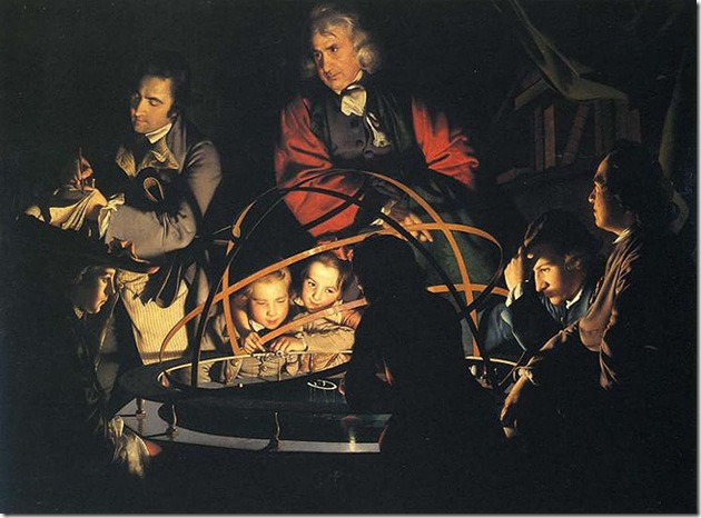 Luna Wright-of-Derby-Philosopher-Giving-Lecture-on-Orrery-with-Lamp-in-Place-of-Sun-c1766