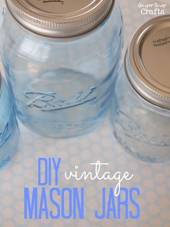 DIY Vintage Mason Jars #bluemasonjars #decoart #glasspaint #gingersnapcrafts