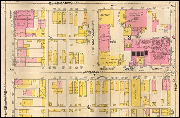 1898.Sanborn Ins. Map includes a diagram of the Indianapolis Brewing Company, formerly the Schmidt Brewery