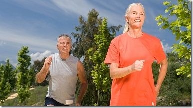 aged couple jogging