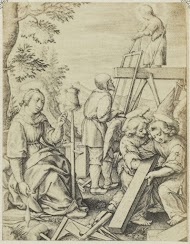 Fotoreproductie van de gravure Les scieurs de long