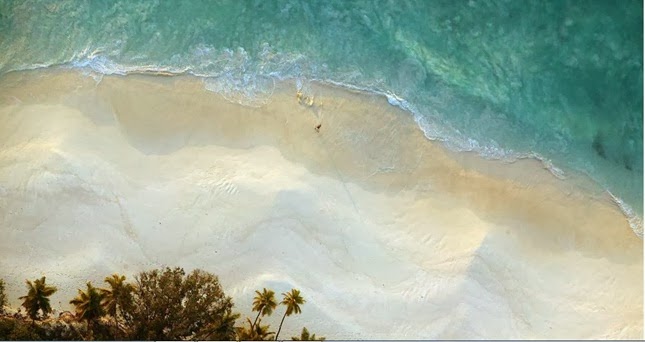 Uma vista aérea da North Island em Seychelles