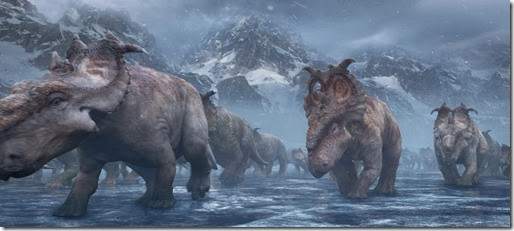 the pachyrhinosaurus herd in WALKING WITH DINOSAURS