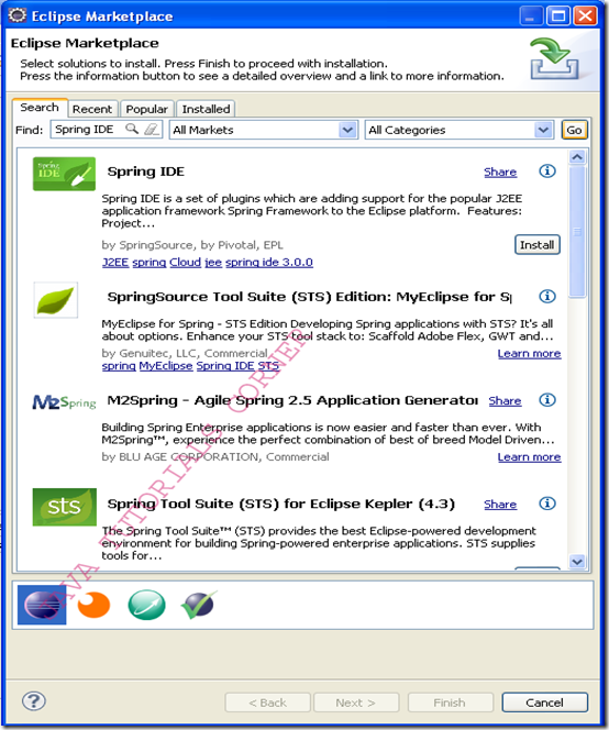 spring ide eclipse market place