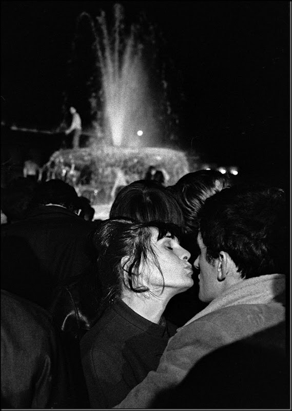 England. London. Trafalgar Square. A kiss at midnight on New Year's Eve. 1964