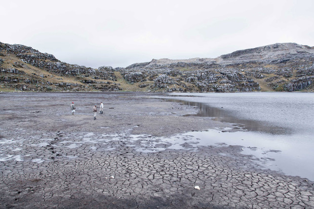 This lake in the Peruvian Andes, once the water supply for farms and villagers, is drying up after Newmont's Yanacocha mine drained its water. Photo: Gabriel Rinaldi / Bloomberg Markets