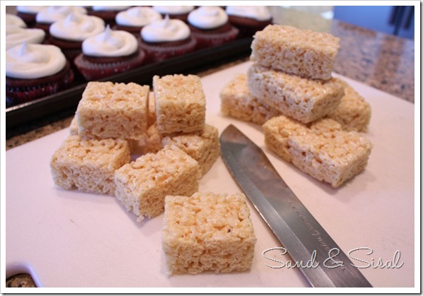 Cut rice krispie treats 