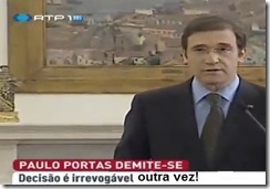 Cavaco dá a Portas oportunidade de se demitir.Jul.2013
