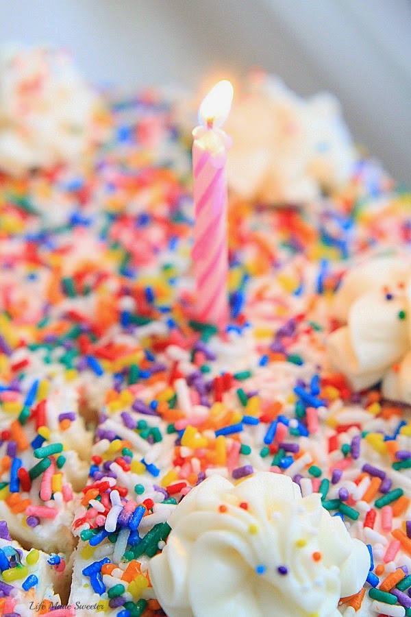 Fluffy Vanilla Birthday Cake with Sprinkles - Life Made Sweeter