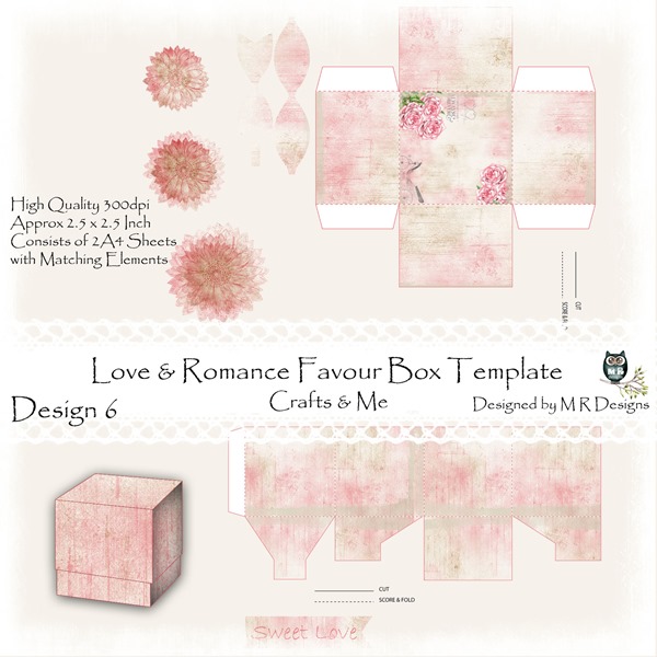 Love & Romance Favour Box Design 6 Front Sheet