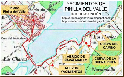 Mapa yacimientos Pinilla del Valle