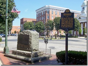 Confederate Conference marker next to monument on Burning of Chamberburg at town square Chambersburg, PA 