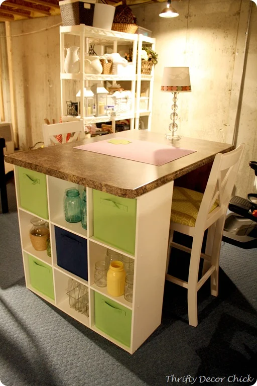 diy craft table with cube storage