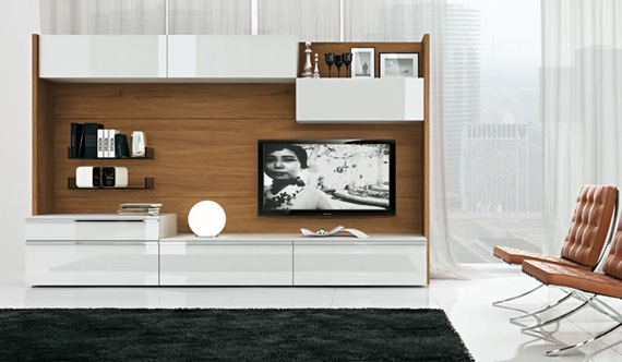 Mueble de TV de madera y blanco