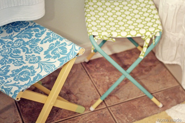 turquoise and yellow stool