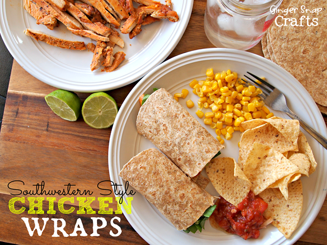 Southwestern Style Chicken Wraps (recipe from gingersnapcrafts.com)