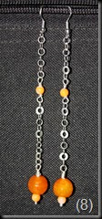 Sterling Silver Earrings with 8 mm Orange Agate and 2mm orange shell (2)