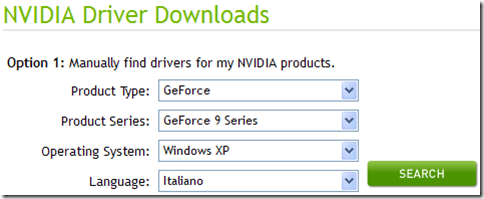 Scaricare driver NVIDIA per la scheda video