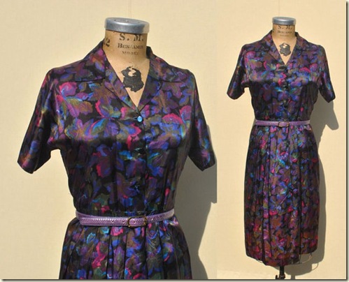 1940s vintage Silk Day Dress 