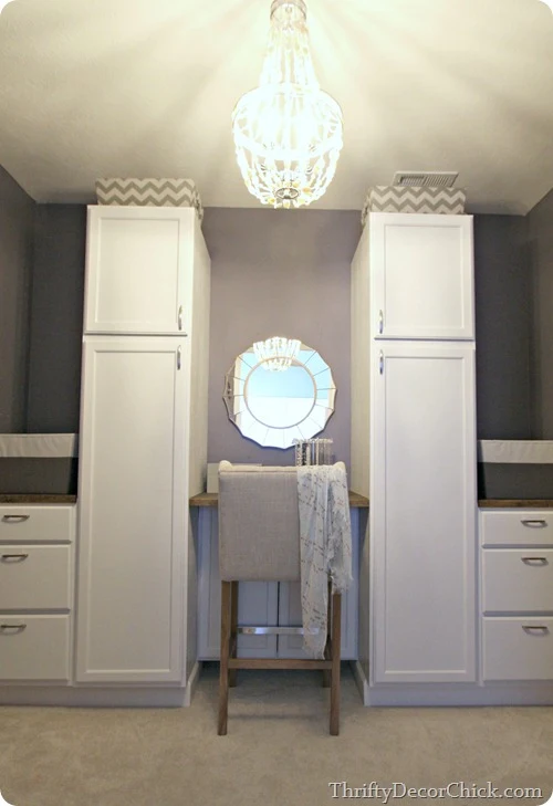 closet system with kitchen cabinets