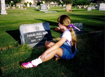 Chelsea by Pauline's grave, 2001