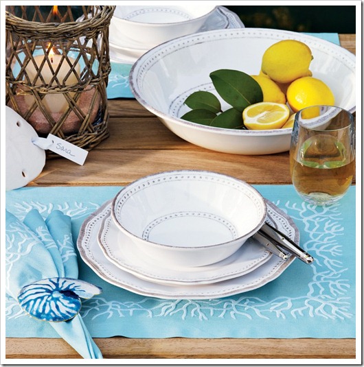 blue coral place setting