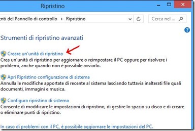 Windows 8 Creare un’unità di ripristino