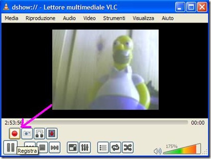 Avvio registrazione webcam con VLC