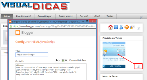 Como instalar um Widget no seu Blog -(Blogger) - Visual Dicas