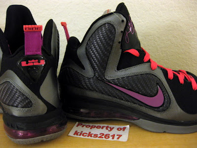 Purple Shoe Laces on Nike Lebron 9 Gr Grey Cherry Purple 4 11 Miami Night Upcoming Nike
