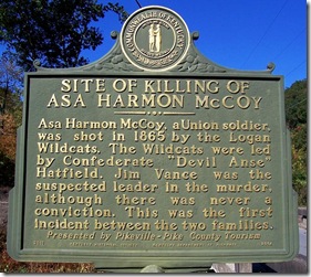 Killing Of Asa Harmon McCoy marker in Pike County, KY