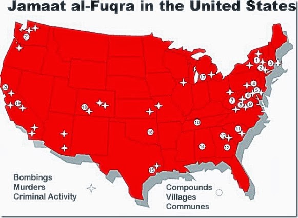 Jamaat al-Fuqra in USA map