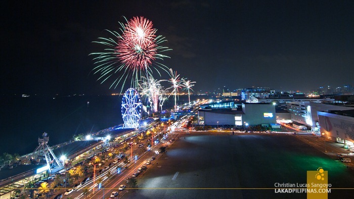 Mall of Asia's Fireworks Seen from the Roofdeck of Microtel