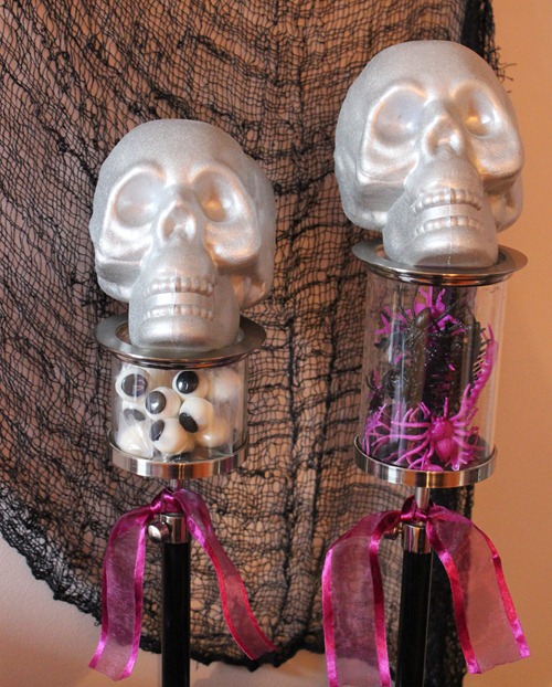 ghouls rule black purple silver glam halloween party skulls skeletons