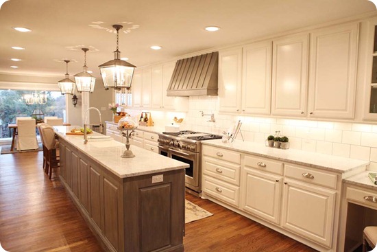 white kitchen gray cabinets
