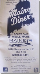 11.2011 Maine Diner menu
