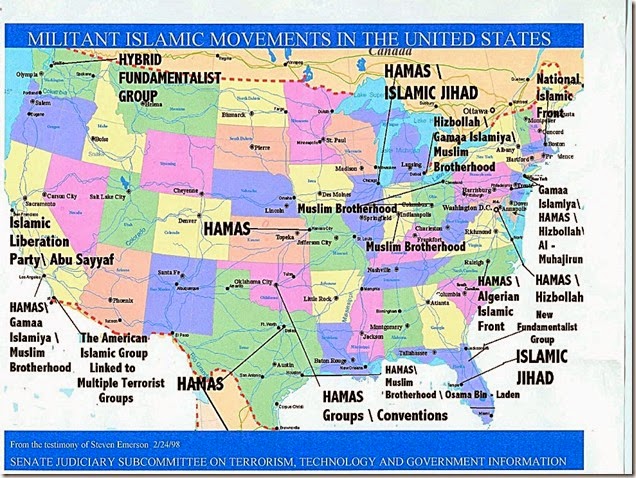 Islamic Terrorist Cells in the US Map