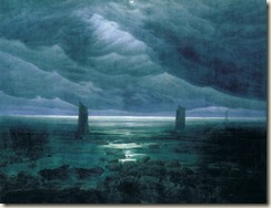 Caspar-David-Friedrich.-Rivages-avec-la-lune-cachée-par-des-nuages.-1836