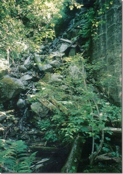 Stream at the end of the Concrete Wall at Milepost 1715.08 on the Iron Goat Trail in 1998