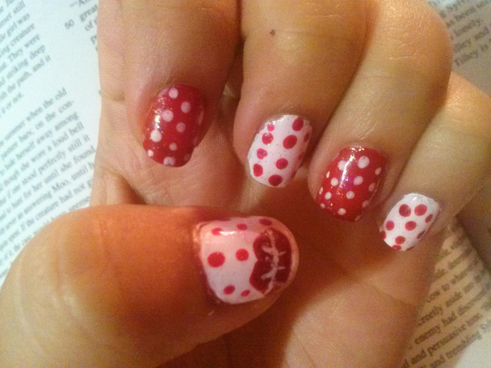Cute Crzay Nails Red white nails