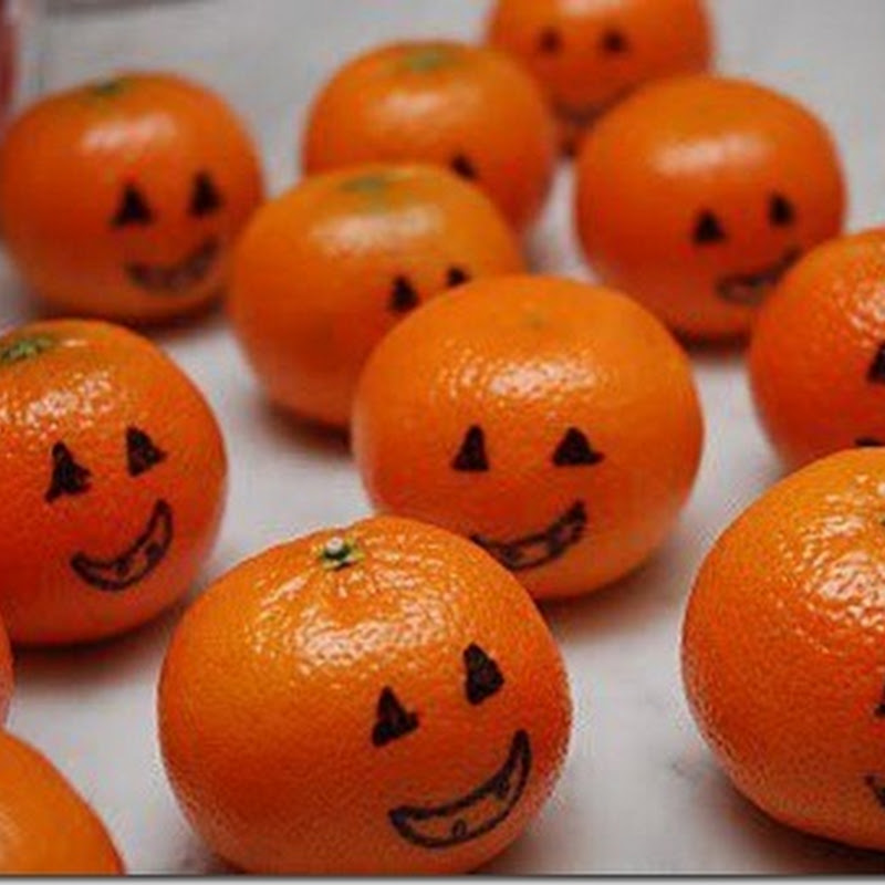 ideas: Decorar mandarinas como calabazas de halloween