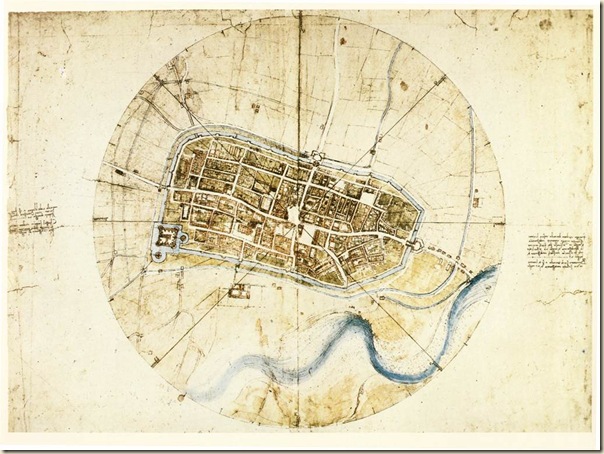 Carte de la ville d’Imola, Leonard de Vinci