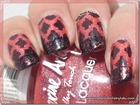 black and red french manicure with stamping 5
