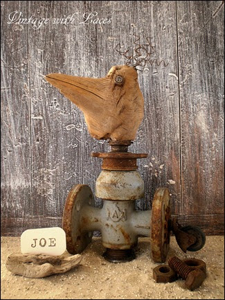 Found Object Art  - Bird Assemblage by Vintage with Laces
