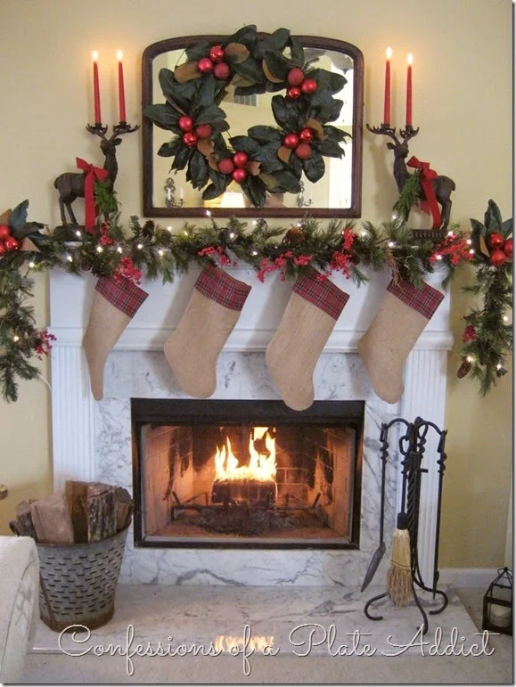 CONFESSIONS OF A PLATE ADDICT Tartan and Magnolia Christmas Mantel